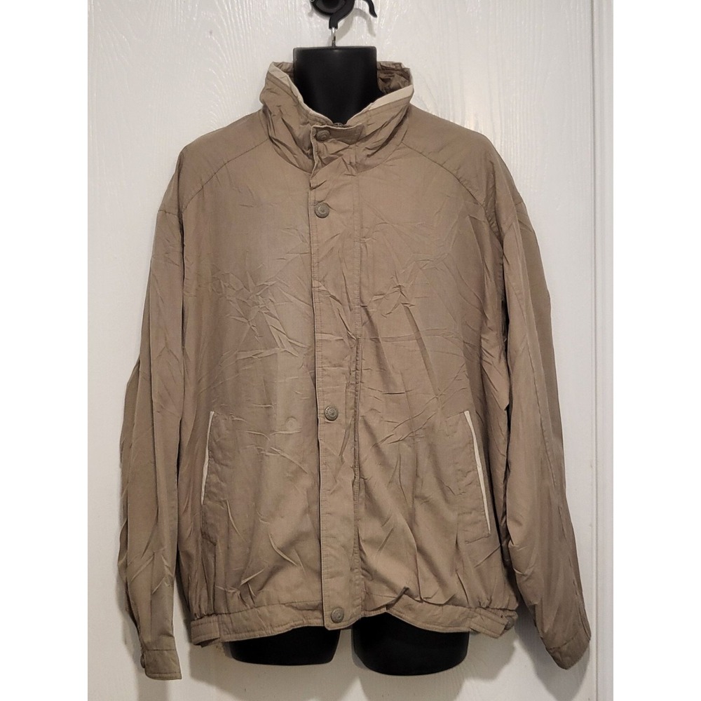Members‎ Only Tan Zip Up Men's Jacket Adult Sz L Vintage Beige Preppy Workwear